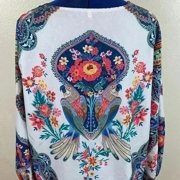 BOHO tunic with frog closure. XXL (see meas below) vibrant colors! No br… - Picture 6 of 9